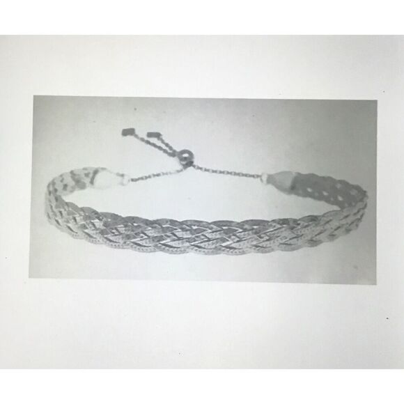 New~.925 Italian Sterling Silver Diamond Cut Braided Herringbone Bracelet - Picture 3 of 3